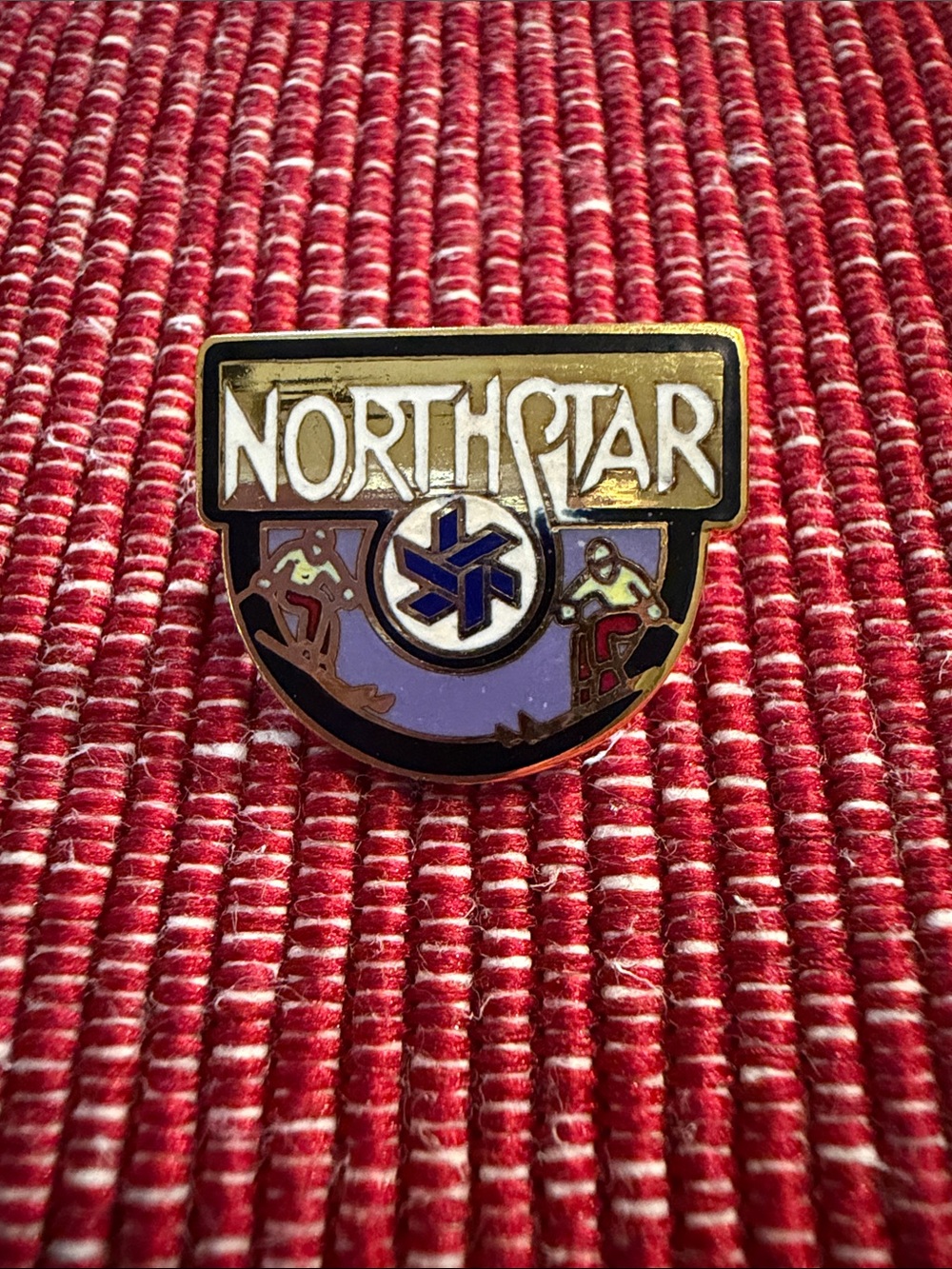 Northstar Enamel Ski Pin — Purple, Blue, White and Gold